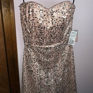 Forever 21 pink/silver strapless dress
